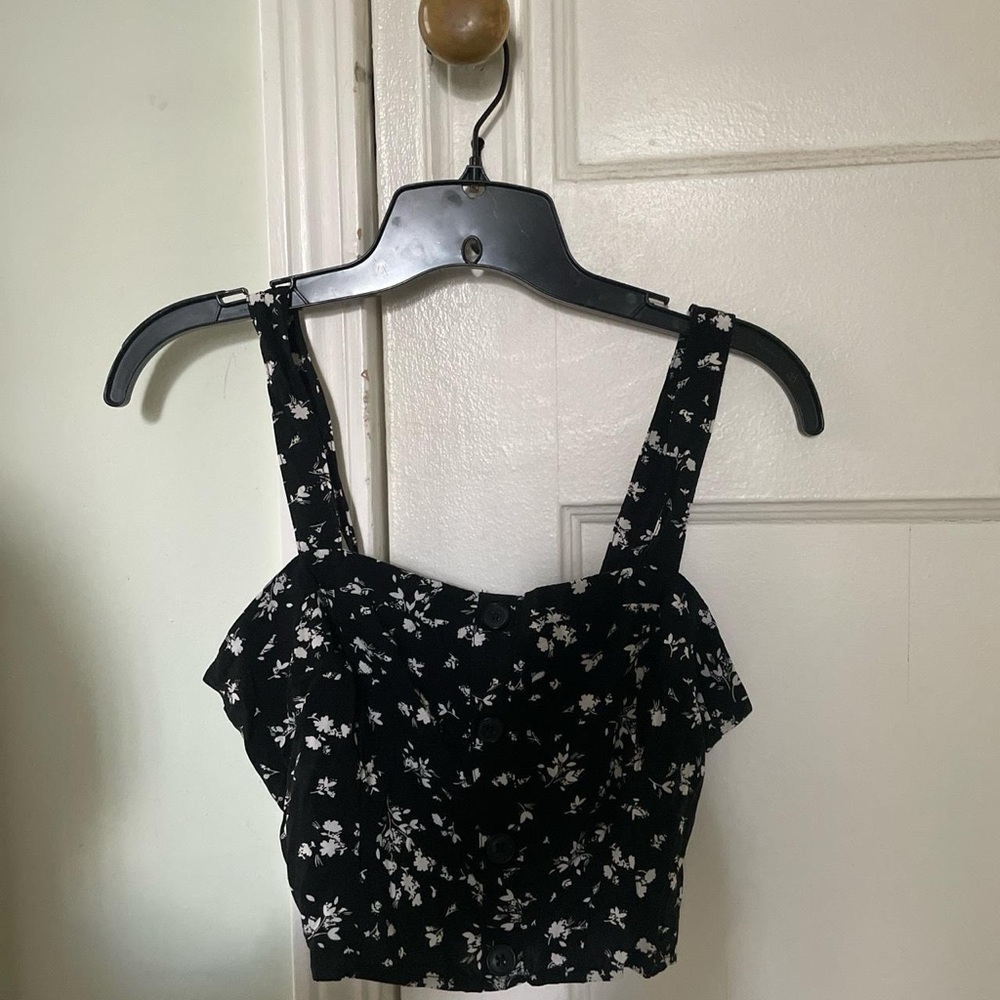 Garage Black Floral Crop Top